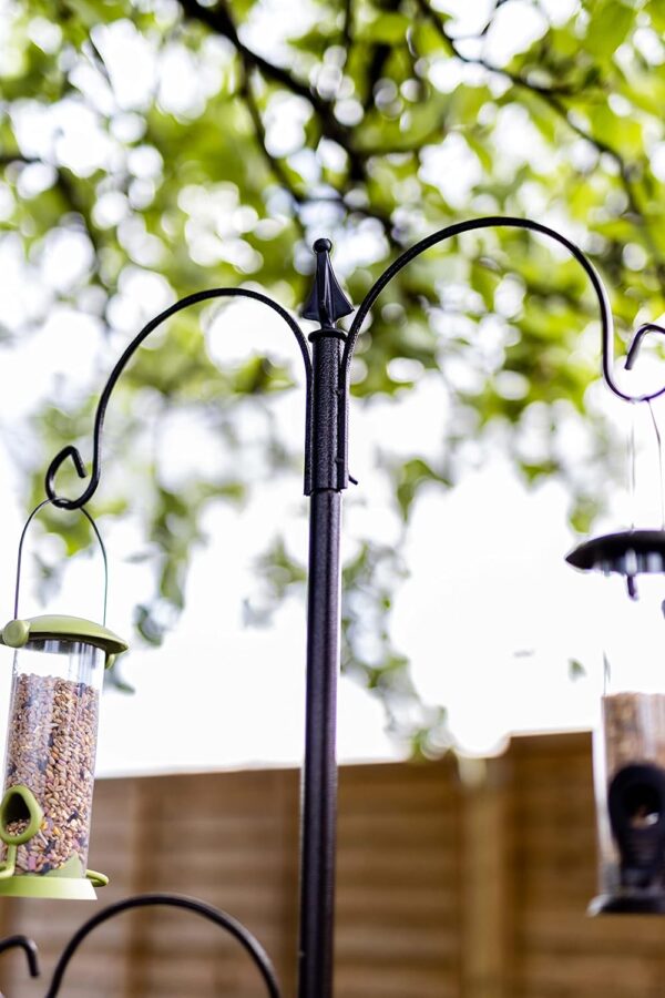 Garden Mile Traditional Style Garden 3 Arm Bird Feeding Station Complete Wild Bird Feeder 3 Hanging Brackets Water Dish Mesh Tray Bird Bath Steel Pole Outdoor Feeder Birds Bird Tables for the Garden - Image 6