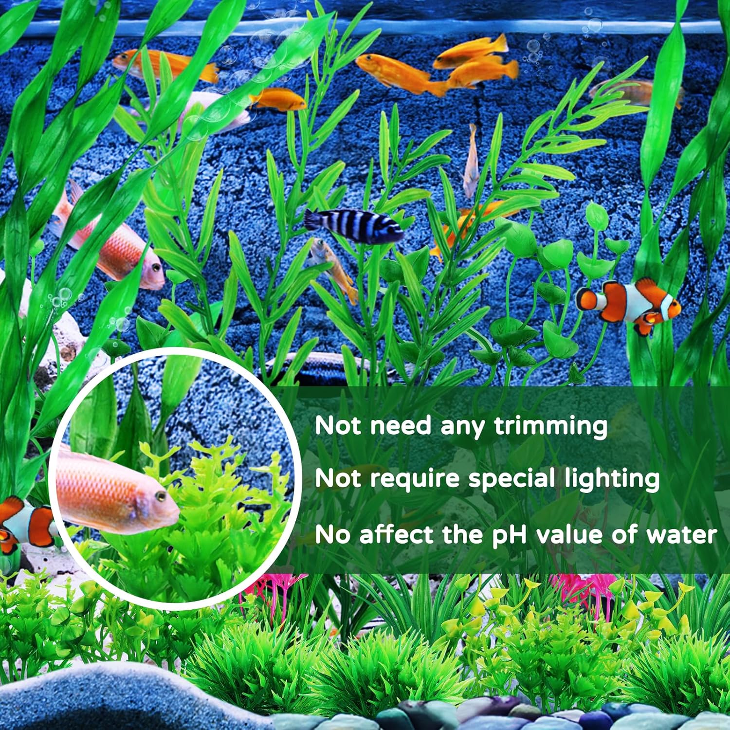 Green Fish Tank Decor Aquarium Plants, QUOZUO 25pcs Fish Tank Decorations Plants, Fish Tank Accessories, Aquarium Decor Artificial Plants, Small to Large - Image 7