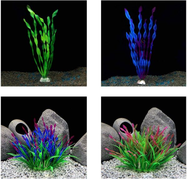 QIODAZOO Fish Tank Plants Artificial, 7 PCS Fish Artificial Aquatic Plants in Plastic Large Aquarium Decorations, Aquarium Vivid Plants Ornaments Colorful - Image 4