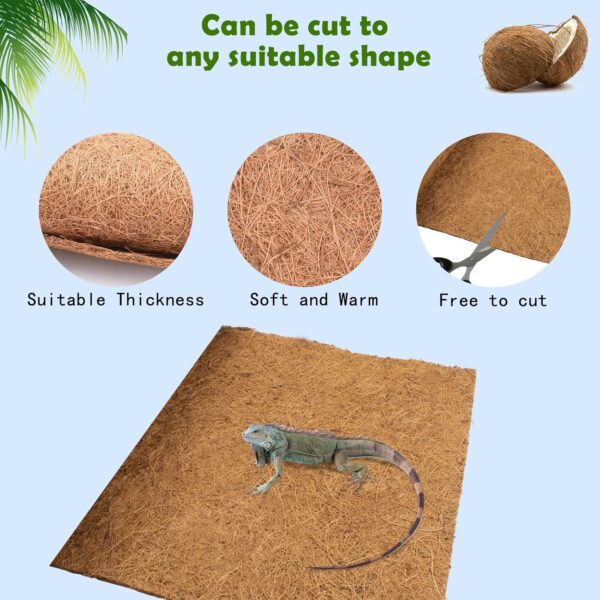 Reptile Carpet Coconut Fiber, 2 Pack 100*30cm/40*12 inches Natural Reptile Carpet Terrarium Liner Bedding Reptile Substrate Mat Supplies for Bearded Dragon Leopard Gecko Iguana Lizard Snake Turtle - Image 4
