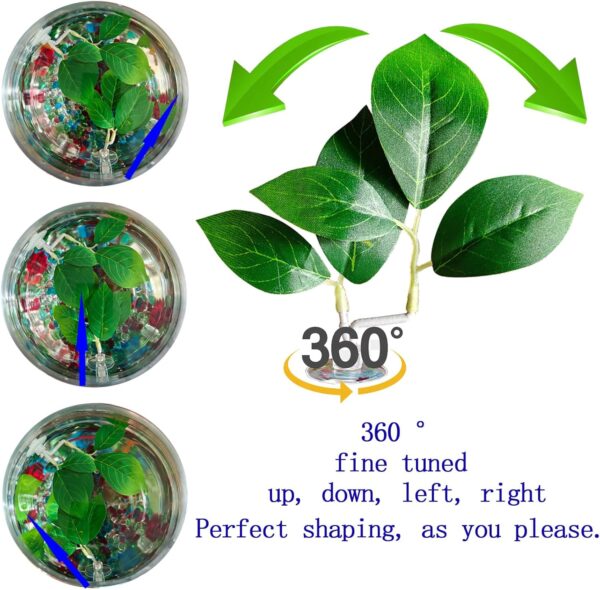 Fish Leaf Pad Betta Bed Leaf Tank Accessories Aquarium Décor Simulat Adjustable Plastic Green Plants Natural Habitat Play Spawn Breed Rest with Suction Cup Multi Leaf Design (2 PCS) - Image 3