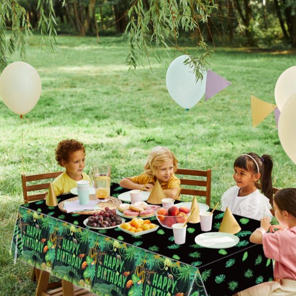 QUERICKY 4 Pack Reptile Birthday Tablecloths, 130x220cm Reptiles Snake Lizard Alligator Turtle Table Cover, Jungle Swamp Wilderness Decorations for Kids Boys Birthday Party Decor Supplies - Image 4