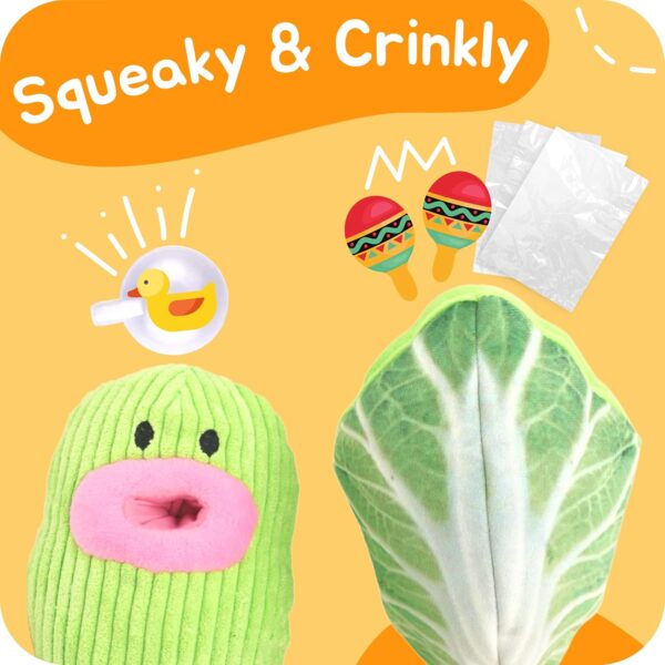 LAMAN Hide 'N Treat Cabbage Plush - Interactive Dog Puzzle Toy, Squeaky & Crinkle Snuffle Dog Treat Toy for Boredom Relief & Mental Stimulation - Ideal for Small, Medium Dogs & Puppies - Image 5