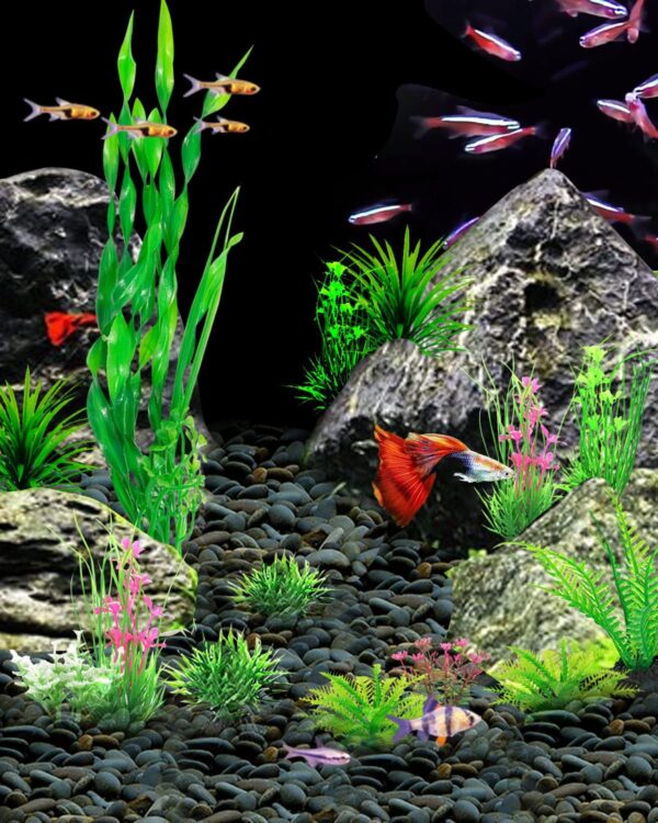 QZQ Artificial Aquarium Plants 16 Pack Fish Tank Decoration Plants with Ornament, Artificial Aquatic Plants Set Use for Fish Tanks Aquarium Decorations - Image 3