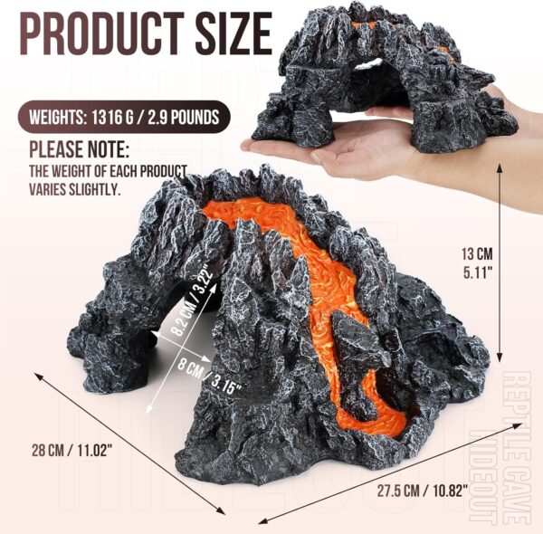 Reptile Cave Hideout Habitat, Great for Bearded Dragons, Leopard Geckos, Lizards, Turtles, Snakes, Frogs, Scorpions, Spiders and Other Reptiles, Amphibians (C - Extra Large) - Image 3