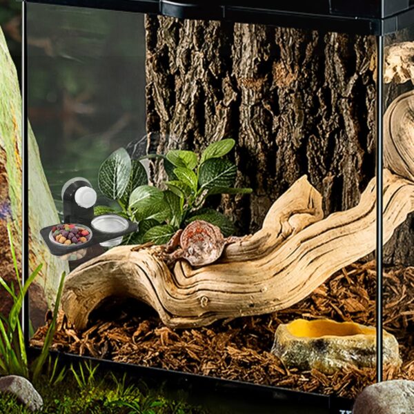 Jetisva 2pcs Reptile Water and Food Bowl Crested Gecko Feeding Ledge Plastic Suction Cup Reptile Water Dish Reptile Feeder for Lizard Chameleon Turtle Tortoise Snake Scorpion Centipede Fits Tank - Image 6