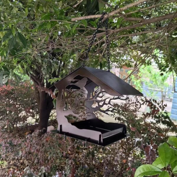 Bird Water Feeder Assembly Bird Wild Feeder Garden Bird Feeder Decoration Bird Feeder Building Kit Squirrel Decoration Outdoor Decoration Bird Food Box Children's Copper Hummingbird (Black, One Size) - Image 4