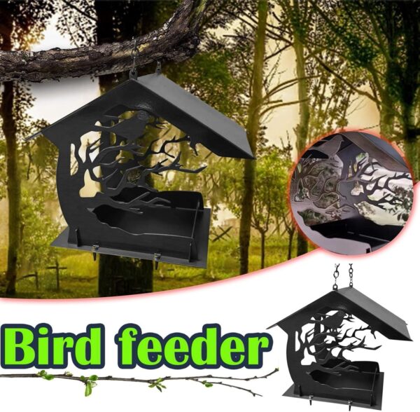 Bird Water Feeder Assembly Bird Wild Feeder Garden Bird Feeder Decoration Bird Feeder Building Kit Squirrel Decoration Outdoor Decoration Bird Food Box Children's Copper Hummingbird (Black, One Size) - Image 2