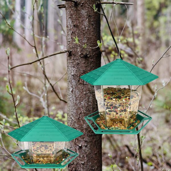 Bird Feeders for Outside Hanging Bird Feeder Adjustable Wild Bird Seed Feeder Large Capacity Hummingbird Feeder Squirrel Proof Bird Feeder Birds Food Container Waterproof Outdoor Garden Yard Decor - Image 3