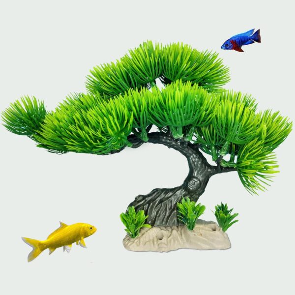 SpringSmart Aquarium Artificial Plants, Fish Tank Decor Plastic Plants, Goldfish Tank Decorations, Betta Fish Tank Accessories, Aquarium Decor Pine Tree 11" x 8" - Image 2