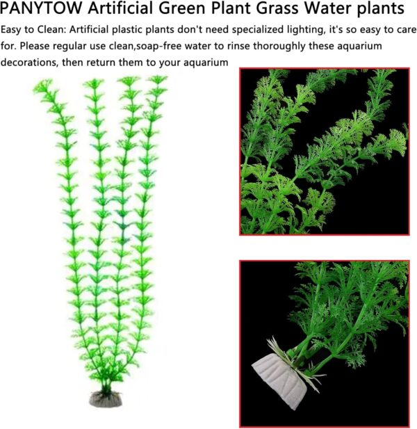 PANYTOW Plastic Aquarium Artificial Plant, Green, 12-inch, Style-12, Plant - Image 4