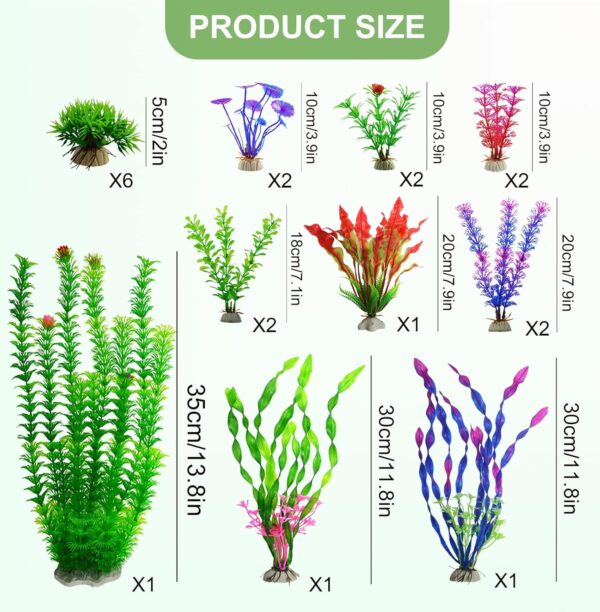 XHDA 20Pcs Artificial Aquarium Plants, Plastic Fish Tank Plants for Fish Tank Decoration, Safe Artificial Water Plants for Aquarium Decoration - Image 2
