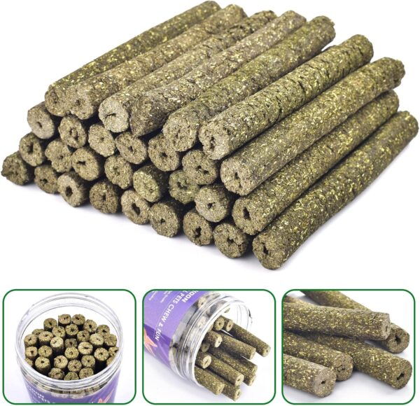 ERKOON 38 Pcs Timothy Grass Chew Sticks, Bunny Chew Toys for Teeth, Natural Timothy Hay Sticks Chinchilla Chew Toy for Rabbits, Guinea Pigs, Gerbil, Hamster - Image 5