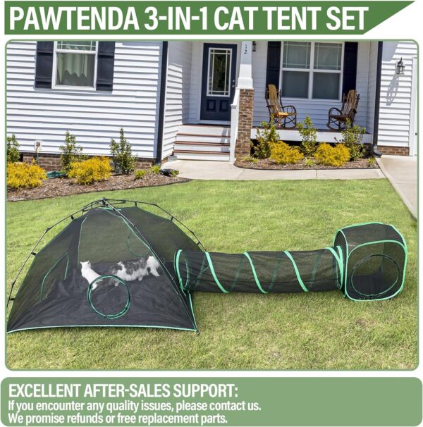 Pawtenda 3-in-1 Outdoor Cat Enclosures, Portable Catio Green Cat Tents for Outside, Cat Tents with 1 Dome Tent,1 Straight Tunnel and 1 Cube, Outdoor Cat Playpen for Cats, Rabbits and Other Animals - Image 2