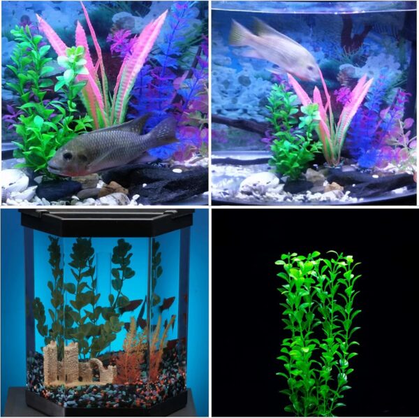 RJMBMUP Fish Tank Decorations，Long Artificial Plastic Plants Aquarium Ornaments Green Color Accessories Set for Tropical Goldfish 6 Pack - Image 3