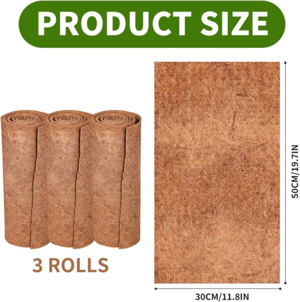 Reptile-Terrarium-Substrate Tortoise-ortoise Bedding & Reptile Carpet Coconut Fiber - 3 Rolls Natural Terrarium Liner Bedding for Bearded Dragon, Leopard Gecko, Iguana, Lizard, Snake, Turtle - Image 2