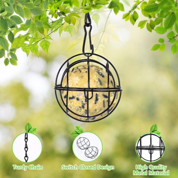 2 Pcs Fat Ball Feeders Hanging, Hanging Bird Feeder Metal Fat Ball Bird Holder with S-shaped hooks, Bird Feeders Fat Balls for Outdoor Garden Wildlife Birds Finch Sparrow Robin - Image 3