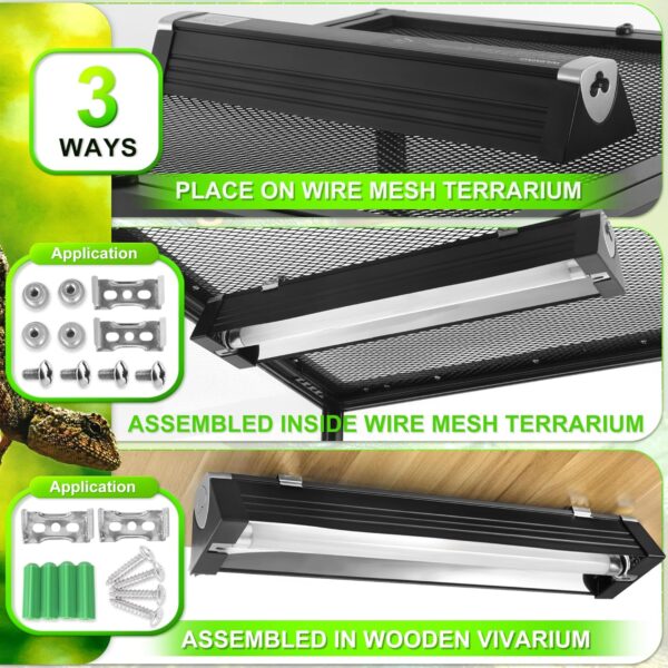 NEPTONION T5 HO UVB Reptile Light Hood, 21W Reptile Terrarium Hood with UVB 10.0 Fluorescent Lamp Tube, Suitable for Desert Reptiles(21W,35 Inches) - Image 3