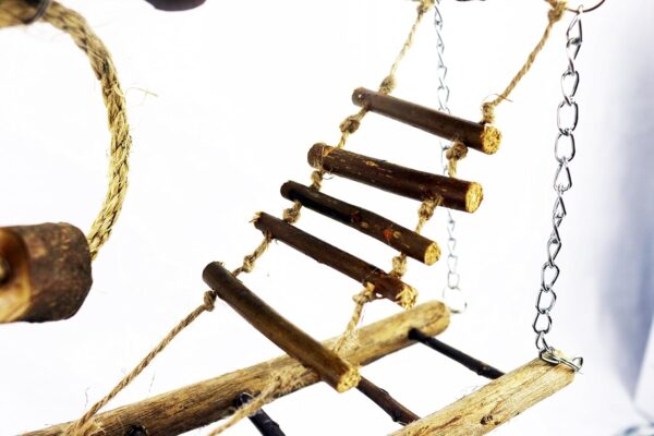 Pet Ting Natural Living Suspension Bridge Small Pet Toy Exercise Play Wood Rope - Image 2