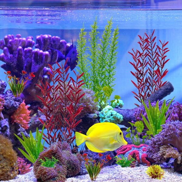 Omevett 18Pcs Aquarium Plants Artificial Tropical Fish Tank Plants Plastic Aquarium Plants Fish Tank Decor, Landscape Safe for All Fish, Small to Large, for Household and Office Aquarium Simulation - Image 4