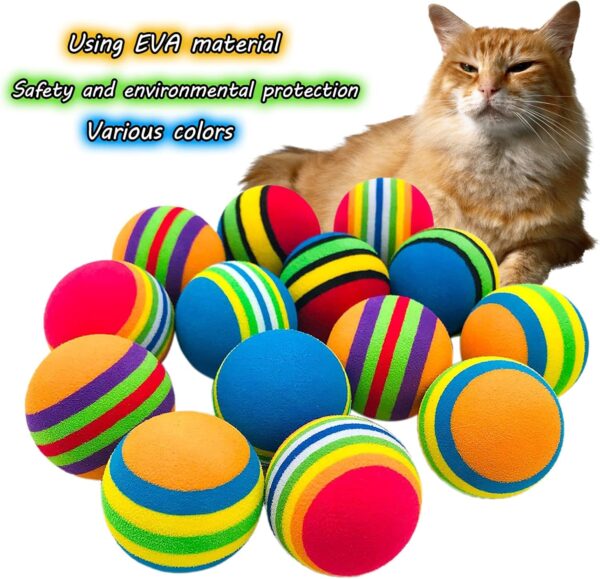 jiuhao Rainbow Cat Toy Balls,Soft EVA Foam Interactive Indoor Kittens Toys,Small Cat Toy Balls Bulk Quiet Play Sponge Ball ​Colorful Foam Balls for Pet Chase Training Sports - Image 5