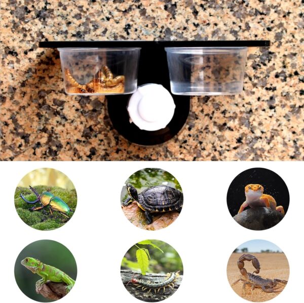 Jetisva 2pcs Reptile Water and Food Bowl Crested Gecko Feeding Ledge Plastic Suction Cup Reptile Water Dish Reptile Feeder for Lizard Chameleon Turtle Tortoise Snake Scorpion Centipede Fits Tank - Image 7