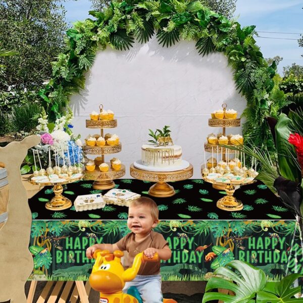 QUERICKY 4 Pack Reptile Birthday Tablecloths, 130x220cm Reptiles Snake Lizard Alligator Turtle Table Cover, Jungle Swamp Wilderness Decorations for Kids Boys Birthday Party Decor Supplies - Image 5