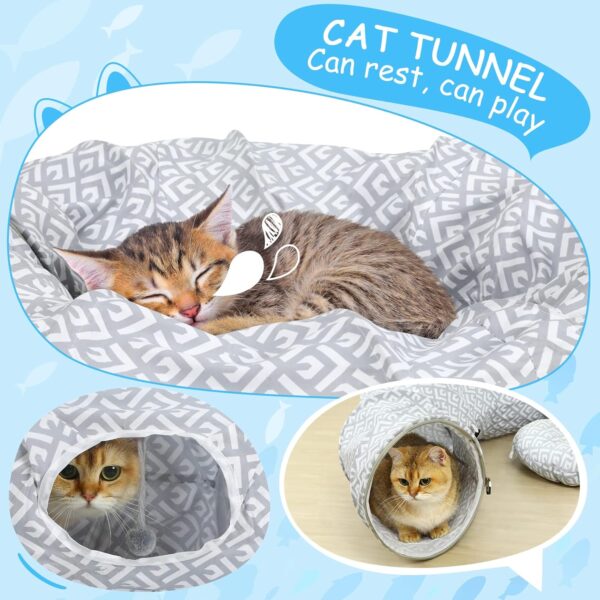 BORPEIN Cat Play Tunnel, Cat Bed for Indoor Use, Crinkle Collapsble Soft Cat Tunnel Tube Toy Pet Play Bed Indoor (Grey) - Image 6