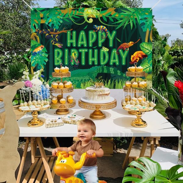 Reptile Birthday Backdrop, Reptiles Snakes Lizard Alligator Turtle Happy Birthday Backdrop for Kids Boys Birthday Party Decorations, Jungle Swamp Wilderness Birthday Party Supplies, 180x120cm - Image 7