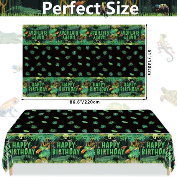 QUERICKY 4 Pack Reptile Birthday Tablecloths, 130x220cm Reptiles Snake Lizard Alligator Turtle Table Cover, Jungle Swamp Wilderness Decorations for Kids Boys Birthday Party Decor Supplies - Image 2