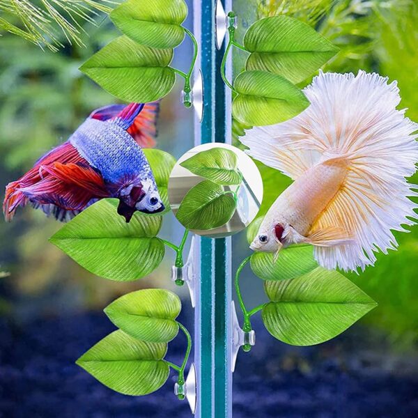 1Pcs Betta Fish Rest Leaf Aquarium Plants Artificial Betta Leaf Pad Hammock for Betta Fish Betta Spawning Leaf Simulation Leaves with Suction Cup Fish Tank Decorations and Accessories - Image 3