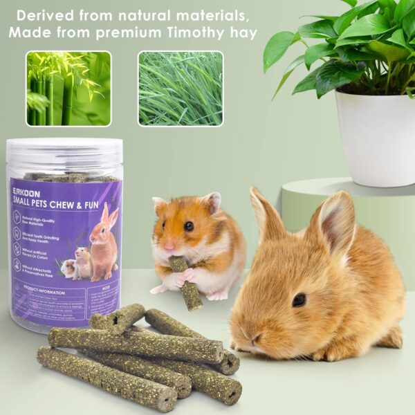 ERKOON 38 Pcs Timothy Grass Chew Sticks, Bunny Chew Toys for Teeth, Natural Timothy Hay Sticks Chinchilla Chew Toy for Rabbits, Guinea Pigs, Gerbil, Hamster - Image 2
