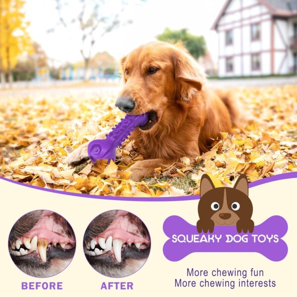 Wonfly Indestructible Dog Chew Toys, 8inch Dog Squeak Toys for Large Dogs Aggressive Chewers, Natural Rubber Dog Interactive Dog Toys for Medium Large Dogs, Boredom Puzzle Feeder - Image 2