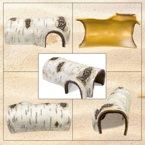 Reptile Hide Caves Simulation Tree Hideout Snake Hide Leopard Gecko Terrarium Plastic Plant Leaves Ornament Habitat Shelter Decor for Lizard Hermit Crab Spider Frog Amphibians (L) - Image 3