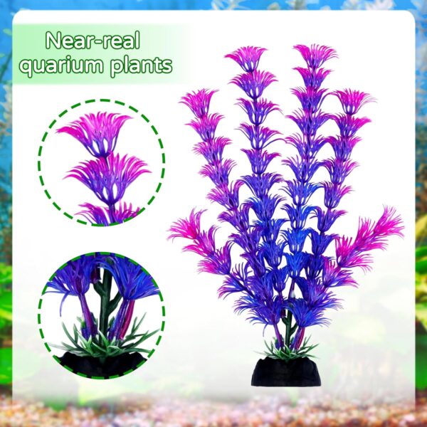 QUOZUO Fish Tank Accessories Artificial Plants, 9pcs Green Aquarium Decorations Plants and Cave Rock Decor Set, Aquarium Decor Plastic Plants - Image 8