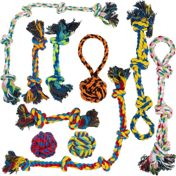 Fur & Bone 10 Pack Dog Rope Toy, Dog Chew Toys for Aggressive Chewers - Cotton Puppy Toys | Dog Toys Indestructible for Dog Chews | Dog Toy, Indestructible Dog Toys Dog Accessories Chew Toys for Dogs - Image 8