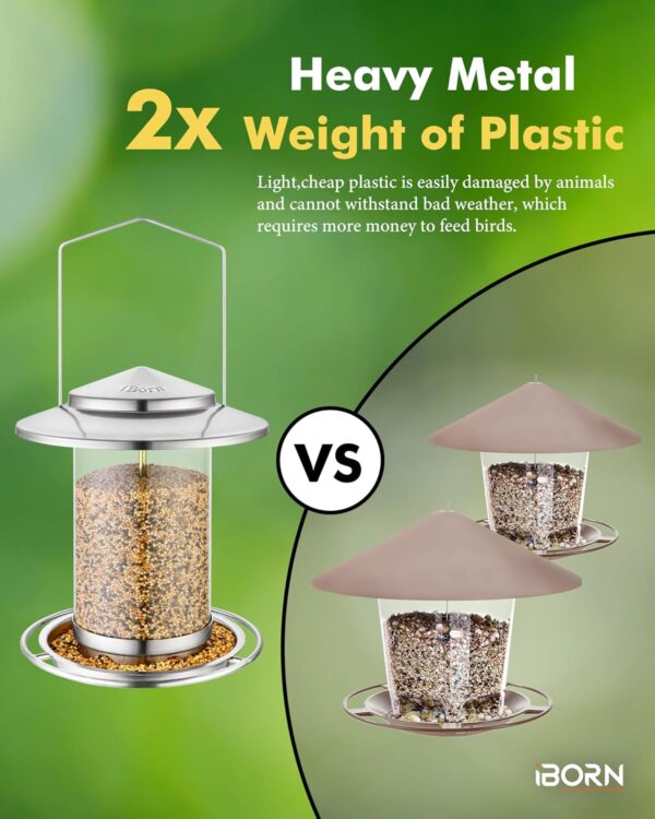 iBorn Metal Bird Feeder for small birds,Easy Clean Bird Seed Feeder,Hanging Bird Feeder for Seeds With Gift Box，3-Second Refill Bird Feeder,Nickle 6 Port (Seed is not Included) - Image 8