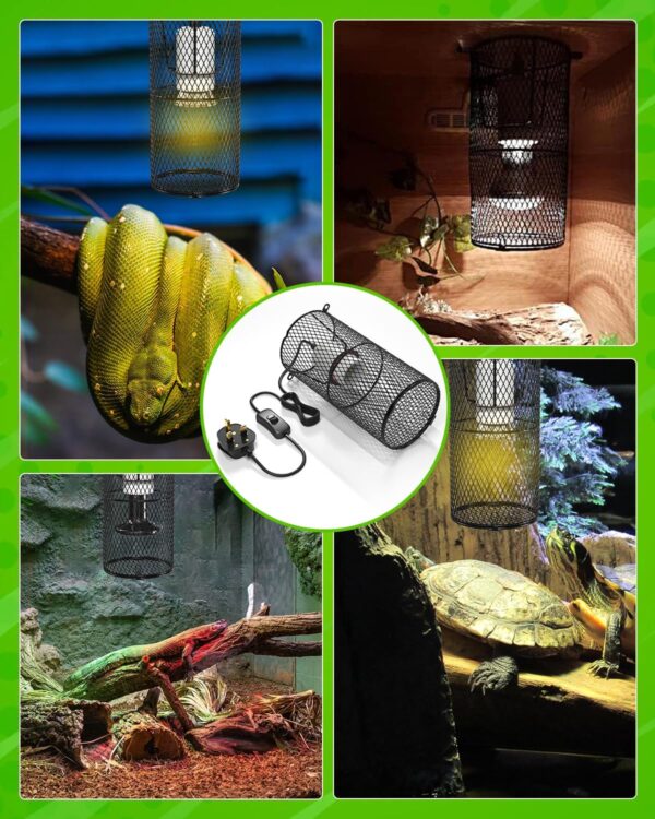 Klarlight Reptile Heat Lamp Holder with Guard, Tortoise Ceramic Heat Lamps Lampshade Holder, 200W Heat Lamp for Reptiles with Protective Bracket Cage for Bearded Dragon, Snake with Mounting Screw - Image 7