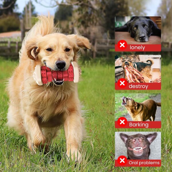 RUXAN Indestructible Dog Chew Toy for Aggressive Chewers, 3 in 1 Tough Dog Puzzle Toys with Beef Flavor, Interactive Treat Dispensing Dog Toys for Small/ Medium/ Large Boredom Dogs - Image 2
