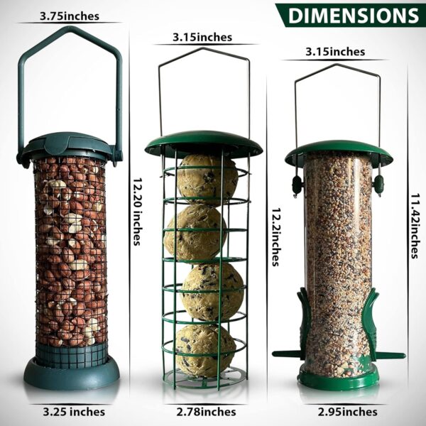 Home-Ed Hanging Bird Feeders for Small Birds Pack of 3 - Wild Bird Seed Feeder - Multiple Size Feeders, Premium Quality & Sleek Design - Bird Feeder Station - Image 2