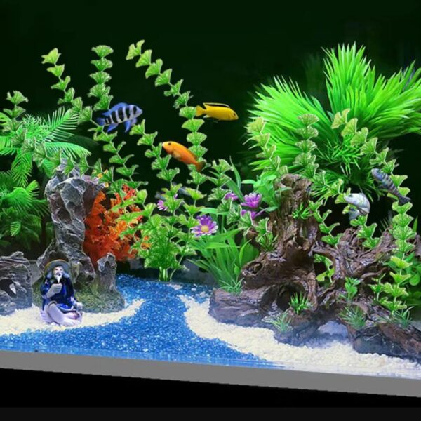 PANYTOW Plastic Aquarium Artificial Plant, Green, 12-inch, Style-12, Plant - Image 5
