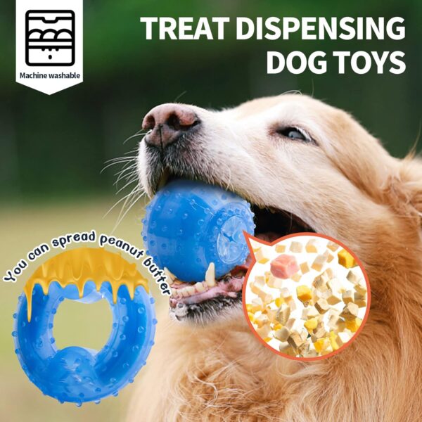 Dog Chew Toys for Aggressive Chewers, Puppy Teething Ring and Dog Ball, Treat Dispensing Dog Toys, Frozen Tough Puppy Toys Set - Image 2