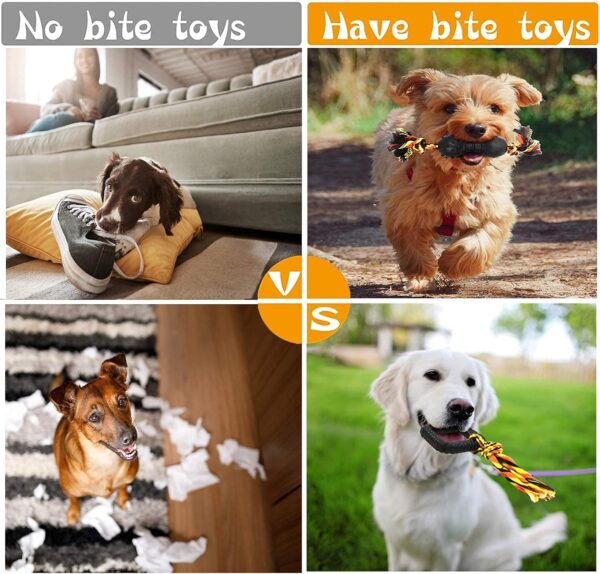 Yipetor Durable Dog Chew Toys, Rubber Bone Toy Set, Pet Cotton Knot Rope, Indestructible, Aggressive, Interactive Tug of War, Puppy Teething, Gift for Small/Medium Dogs (6 PACK) - Image 5