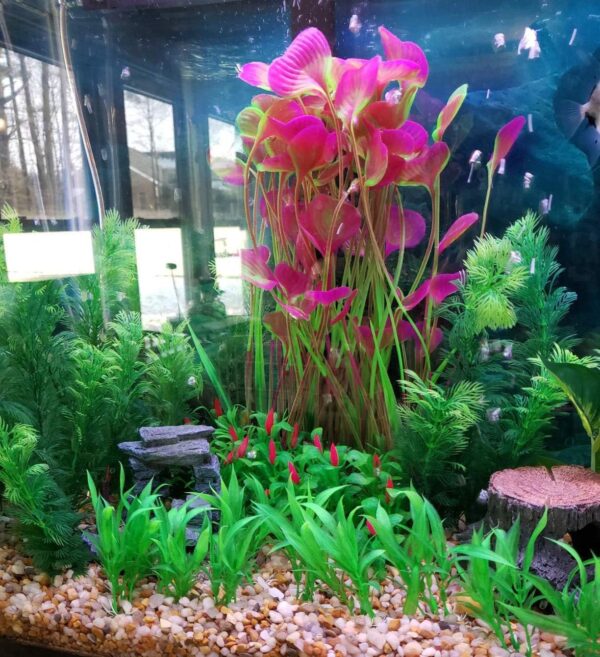 Large Aquarium Plants Artificial Plastic Fish Tank Plants Decoration Ornament Plastic Vivid Simulation Plant Creature Aquarium Landscape 40cm x 18cm - Purple - Image 2