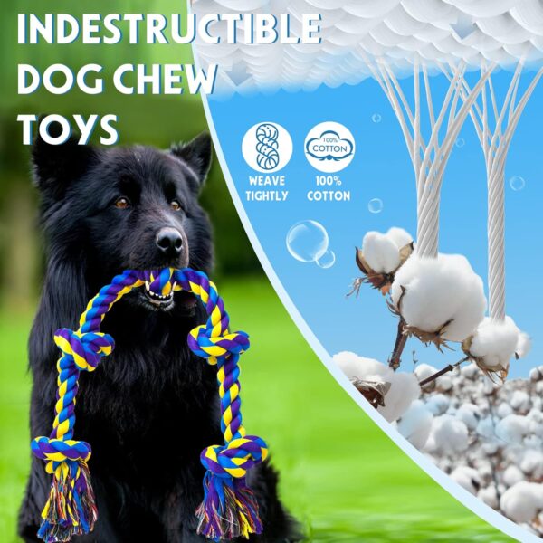 XL Indestructible Dog Toys for Aggressive Chewers Large Breed, Durable Dog Chew Toy, Large Dog Toys for Large Dogs Safe and Long Lasting Puppy Teething Chew Toys, Cotton Dog Rope Toys for Medium Dogs - Image 4