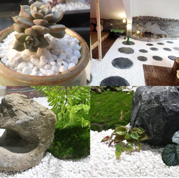Aleker White Decorative Natural Pebbles, 1.2cm/0.47 inch Mini Assorted Pebble Stones,Mixed River Gravel for Vase Filler, Plant Pots, Landscaping, Aquariums, Home and Garden - Image 2
