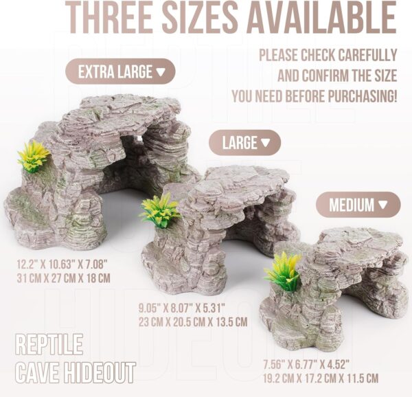 Reptile Cave Hideout Habitat, Great for Bearded Dragons, Leopard Geckos, Lizards, Turtles, Snakes, Frogs, Scorpions, Spiders and Other Reptiles, Amphibians (E - Medium) - Image 5
