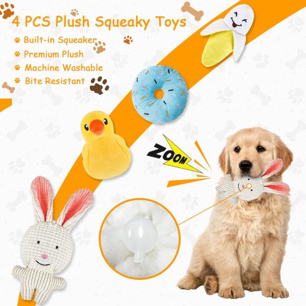 Squeaky Plush Dog Rope Toys Set, 8 Pack Puppy Chew Toys for Teething Training, Cute Interactive Tug Rope Toys for Boredom, Xmas Gift for Small and Medium Dogs, Washable, Natural Cotton & Non Toxic - Image 3