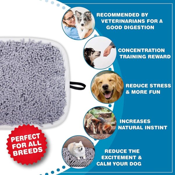 LAMTWEK Snuffle mat for dogs(17" x 21"),Pet Feeding Mat,Dog Puzzle Toys for Boredom,Dog Brain Games Encourages Natural Foraging Skills and Stress Release,Durable and Machine Washable,2 Suction Cups - Image 3