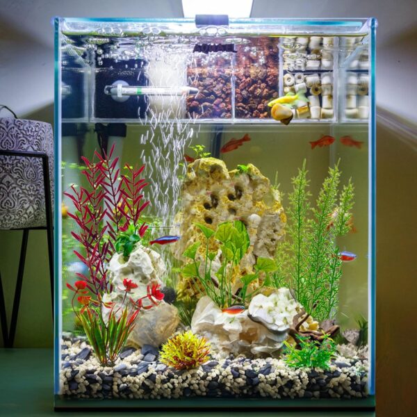 Omevett 18Pcs Aquarium Plants Artificial Tropical Fish Tank Plants Plastic Aquarium Plants Fish Tank Decor, Landscape Safe for All Fish, Small to Large, for Household and Office Aquarium Simulation - Image 7